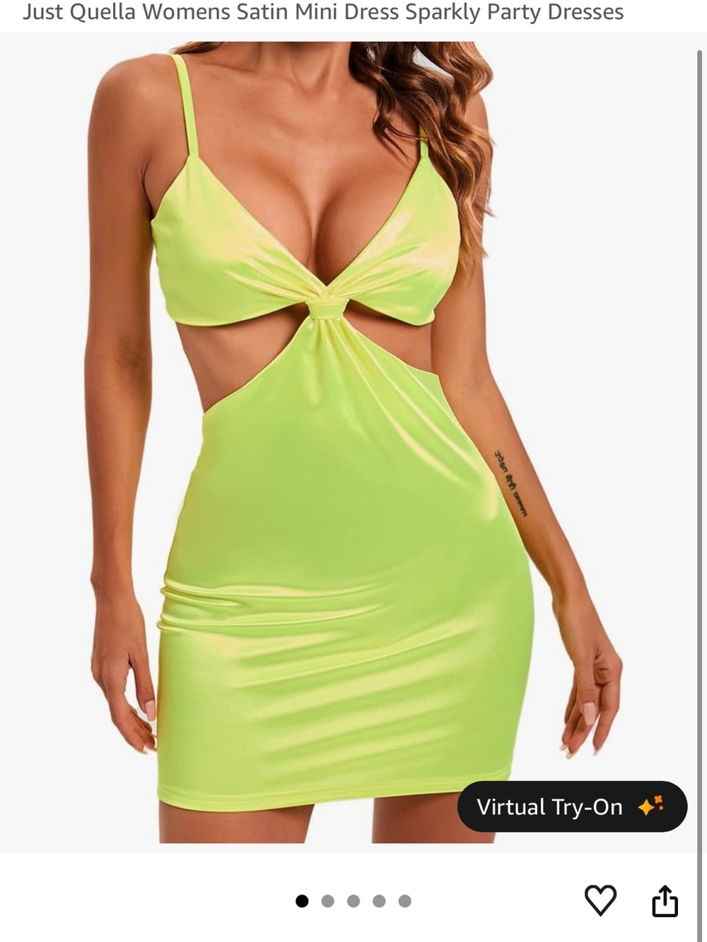 Lime Cutout Satin Mini Dress